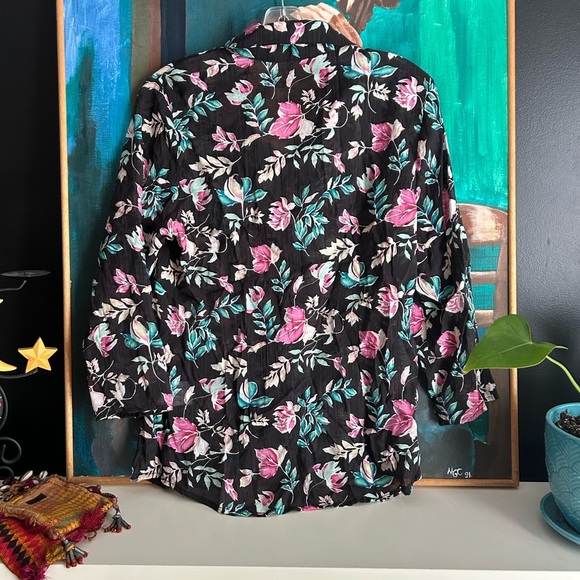 Goa Floral Black Blouse XL - Picture 7 of 16